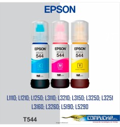 BOTELLA DE TINTA EPSON T544 CYAN, MAGENTA, AMARILLO, 65ML.