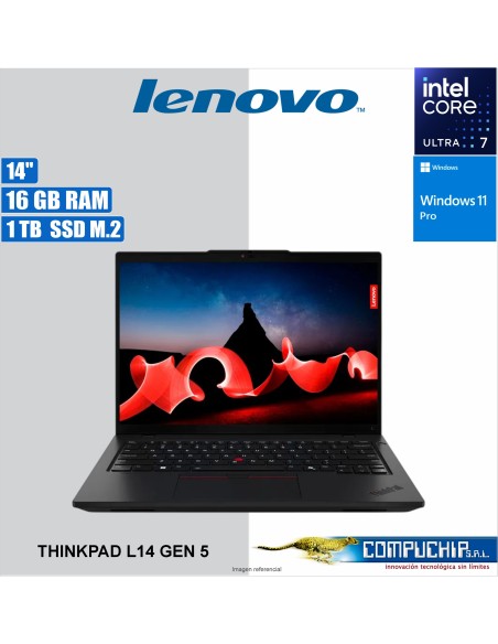 Notebook LENOVO Thinkpad L14 Gen 5 14" WUXGA IPS Core Ultra 7 155U 4.8GHz 16GB DDR5 5600