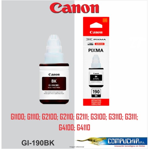 BOTELLA DE TINTA CANON GI-190 BK NEGRO, 135ML.
