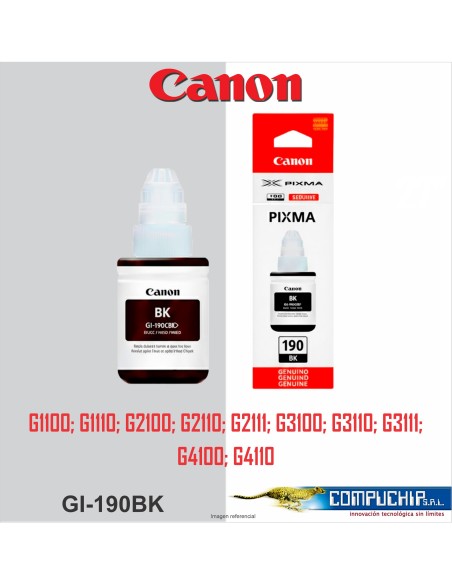 BOTELLA DE TINTA CANON GI-190 BK NEGRO, 135ML.