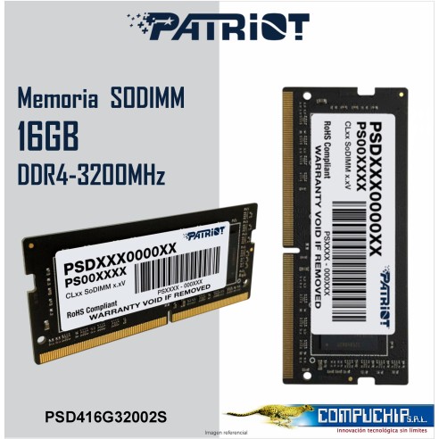 MEMORIA SODIMM PATRIOT SIGNATURE LINE DDR4 16GB-3200MHZ, CL22, 1.2V.
