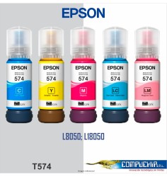 BOTELLA DE TINTA EPSON T574 CYAN, MAGENTA, AMARILLO, CYAN CLARO, MAGENTA CLARO 70ML.