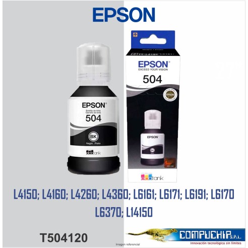 BOTELLA DE TINTA EPSON T504 NEGRO, 127ML.