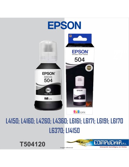 BOTELLA DE TINTA EPSON T504 NEGRO, 127ML.