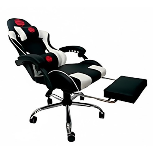Silla Gamer GAME PRO GC- 6688-1 Con reposapiés BK WHI