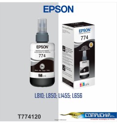 BOTELLA DE TINTA EPSON 774 (T774120), 140ML, TINTA NEGRA, PARA IMPRESORAS EPSON WORKFORCE M105 / M205.