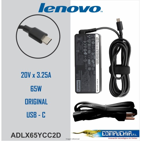 CARGADOR LENOVO PARA LAPTOP TIPO C 65W 20V-3.25A/ 15V-3A/ 9V- 2A/ 5V-2A