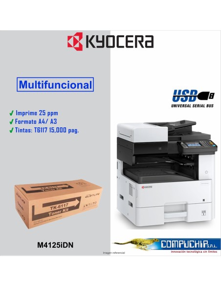 IMPRESORA LÁSER MULTIFUNCIONAL MONOCROMÁTICA KYOCERA M4125IDN A4/A3 25ppm