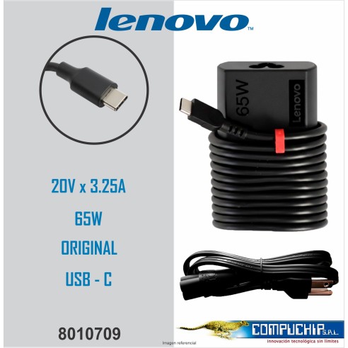 CARGADOR LENOVO 20V 3.25A ORIGINAL 65W TYPE C OVAL