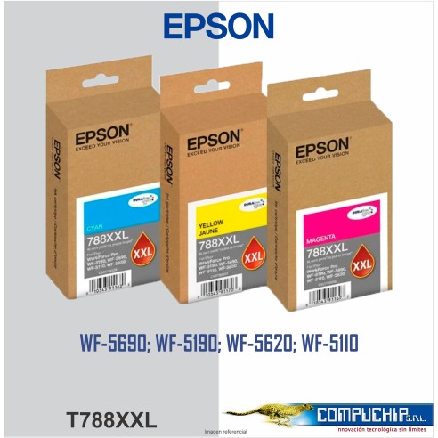 CARTUCHO DE TINTA EPSON T788XXL, DURABRITE PRO AMARILLO, MAGENTA, CYAN, 34ML.