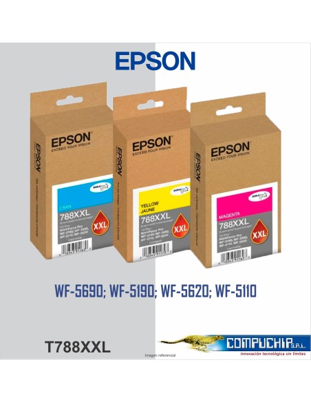 CARTUCHO DE TINTA EPSON T788XXL, DURABRITE PRO AMARILLO, MAGENTA, CYAN, 34ML.