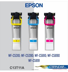 BOLSA DE TINTA EPSON T11A CYAN, MAGENTA, AMARILLO, 39 ML.