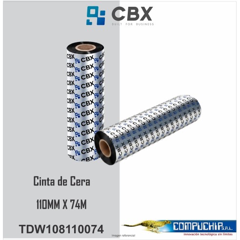 CINTA CBX DE CERA 110MM X 74MTS, NEGRO