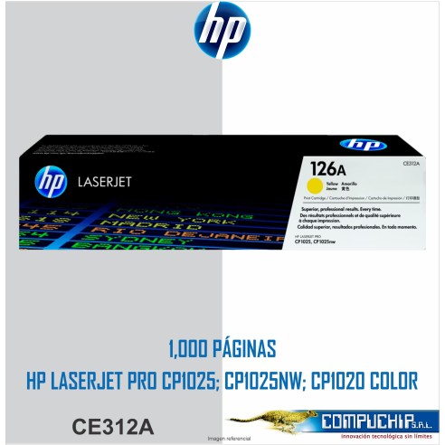 TONER HP 126A (CE312A) ORIGINAL, COLOR AMARILLO