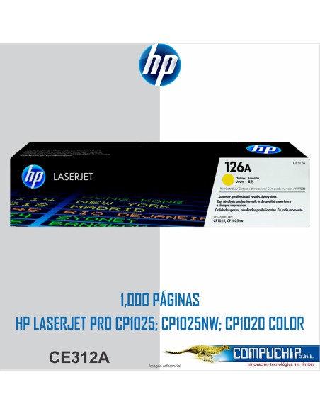 TONER HP 126A (CE312A) ORIGINAL, COLOR AMARILLO