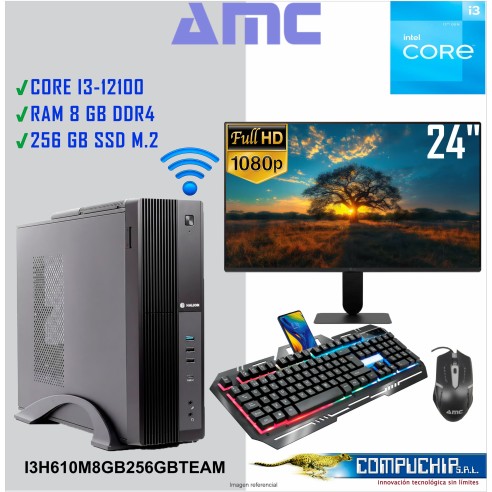 INTEL CORE I3-12100, 3.30GHZ /4.30 GHZ, 8GB DDR4, 256GB M.2 SSD. MONITOR 24"