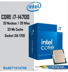 Procesador Intel Core i7-14700 2.10/5.40GHz, 33 MB Intel Smart Caché, LGA1700, 65W/219W
