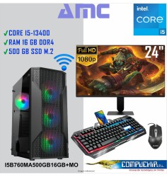 PC INTEL CORE I5-13400 2.50/4.60GHz, 16GB DDR4, 500 GB M.2, MONITOR 23,8".