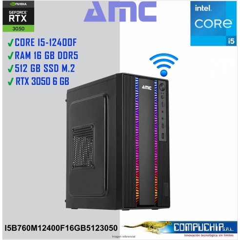 PC AMC INTEL CORE I5-12400F, 2.50 GHZ, 16GB DDR5, 512GB M.2 SSD, RTX 3050 6GB