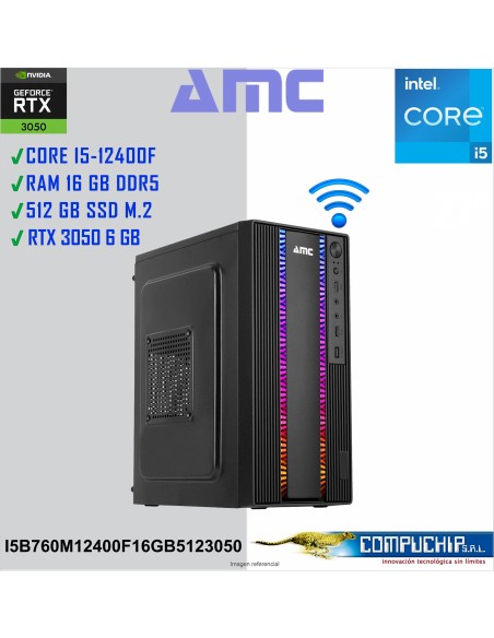 PC AMC INTEL CORE I5-12400F, 2.50 GHZ, 16GB DDR5, 512GB M.2 SSD, RTX 3050 6GB