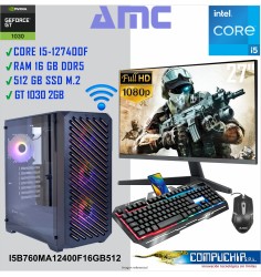 PC INTEL CORE I5-12400F 2.5/4.4 GHZ, 16GB DDR5, 512 GB SSD, MONITOR 27"