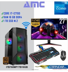 PC INTEL CORE I7-12700 2.1/4.9 GHz, 16GB DDR4, 1 TB M.2 SSD, MONITOR 27"