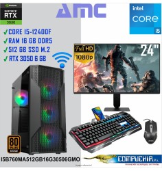 PC INTEL CORE I5-12400F 2.50/4.40 GHZ, 16GB DDR5, 512 GB SSD, RTX 3050 LP, MONITOR 24"