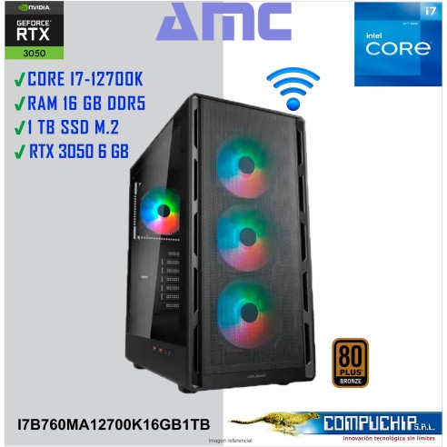 PC AMC INTEL CORE I7-12700K 3.6/5.00GHz, 16GB DDR5,RTX 3050 6GB, 1TB M.2 SSD.