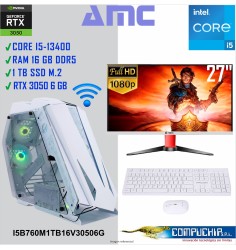 PC AMC INTEL CORE I5-13400 2.50/ 4.60 GHz, 16GB DDR5, 1 TB M.2 SSD, RTX 3050 6GB, MONITOR 27".