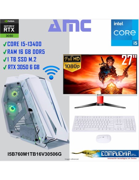 PC AMC INTEL CORE I5-13400 2.50/ 4.60 GHz, 16GB DDR5, 1 TB M.2 SSD, RTX 3050 6GB, MONITOR 27".