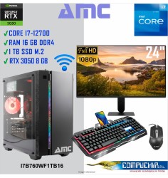 PC INTEL CORE I7-12700 2.1/4.9 GHZ, 16GB DDR4, 1 TB SSD, WIFI, MONITOR 23.8".