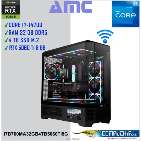 PC AMC INTEL CORE i7-14700 2.10/5.40GHz, 32GB DDR5, 4TB M.2 SSD, RTX 5060 Ti 8G.