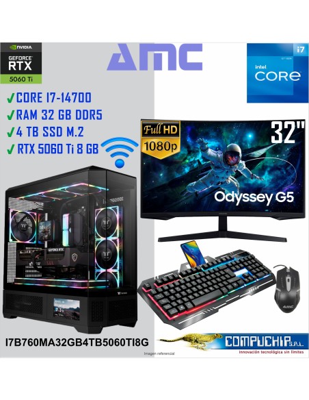 PC AMC INTEL CORE i7-14700 2.10/5.40GHz, 32GB DDR5, 4TB M.2 SSD, RTX 5060 Ti 8G.