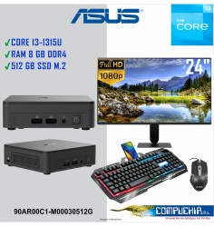 Pc Mini Asus Nuc  CORE i3-1315U 3.30 GHZ DRR4, 8GB, 512GB, MONITOR 24"