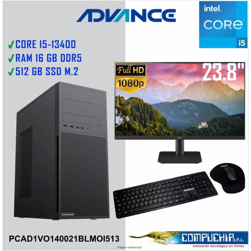 Computadora Advance Vission VO1470, Intel Core i5-13400 2.5GHz, 16GB DDR5, 512 GB SSD M.2 NMVe, Monitor LG 23.8"