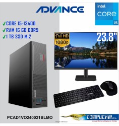 PC Advance Vission VO2470, Intel Core i5-13400 2.5/4.6 GHz, 16GB DDR5, 1TB SSD M.2 NMVe, Monitor ADVANCE 23.8"