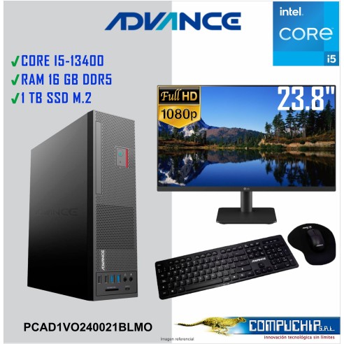 Computadora Advance Vission VO2470, Intel Core i5-13400 2.5GHz, 16GB DDR5, 1TB SSD M.2 NMVe, Monitor ADVANCE 23.8"