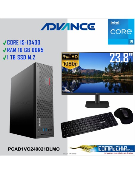 Computadora Advance Vission VO2470, Intel Core i5-13400 2.5GHz, 16GB DDR5, 1TB SSD M.2 NMVe, Monitor ADVANCE 23.8"