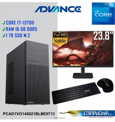 Computadora Advance Vission VO1470, Intel Core i7-13700 2.5GHz, 16GB DDR5, 1TB SSD M.2 NMVe, Monitor Samsung  23.8""