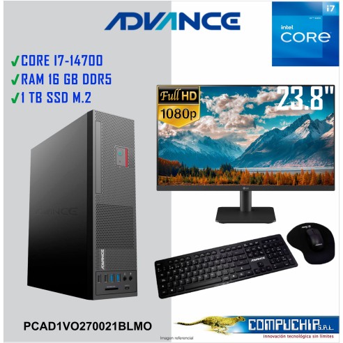 Computadora Advance Vission VO2770, Intel Core i7-14700 2.1GHz, 16GB DDR5, 1TB SSD M.2 NMVe, Monitor LG 23.8"