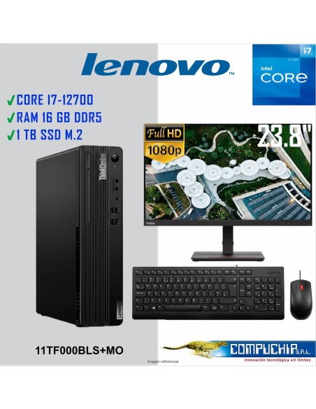 Computadora Lenovo ThinkCentre M80s Gen 3, Core i7-12700 2.1/4.8GHz, 16GB DDR5-4400MHz 1TB SSD, MONITOR 23.8".