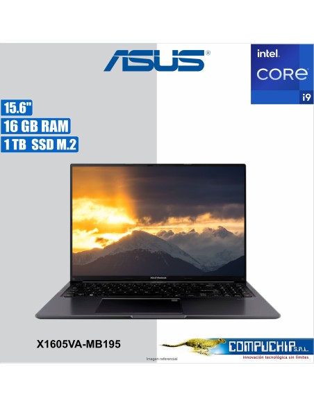 Notebook ASUS X1605VA-MB195 16.0" WUXGA LED IPS, Core i9-13900H hasta 5.4GHz, 16GB DDR4