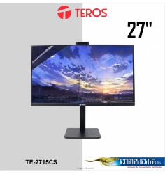 Monitor Plano Teros TE-2715CS, 27", QHD IPS, 100Hz, 1ms, HDMI, DP, USB, Parlante, Cámara, Micrófono