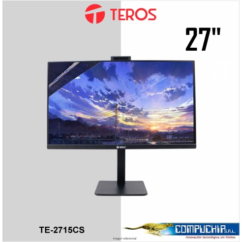 Monitor Plano Teros TE-2715CS, 27", QHD IPS, 100Hz, 1ms, HDMI, DP, USB, Parlante, Cámara, Micrófono