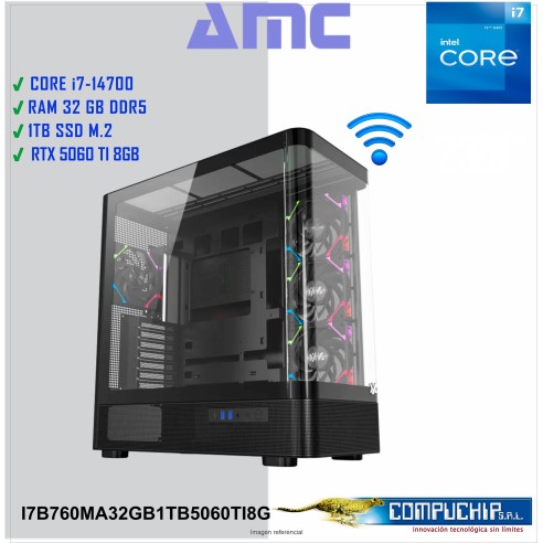 PC AMC INTEL CORE i7-14700 2.10/5.40GHz, 32GB DDR5, 1TB M.2 SSD, RTX 5060 Ti 8G.