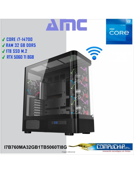 PC AMC INTEL CORE i7-14700 2.10/5.40GHz, 32GB DDR5, 1TB M.2 SSD, RTX 5060 Ti 8G.