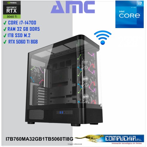 PC AMC INTEL CORE i7-14700 2.10/5.40GHz, 32GB DDR5, 1TB M.2 SSD, RTX 5060 Ti 8G.