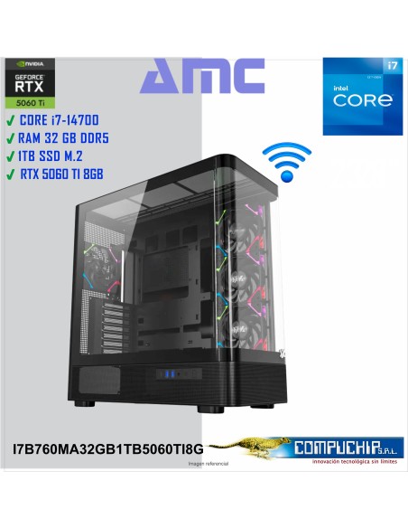 PC AMC INTEL CORE i7-14700 2.10/5.40GHz, 32GB DDR5, 1TB M.2 SSD, RTX 5060 Ti 8G.