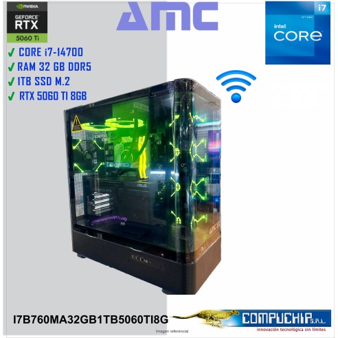 PC AMC INTEL CORE i7-14700 2.10/5.40GHz, 32GB DDR5, 1TB M.2 SSD, RTX 5060 Ti 8G.