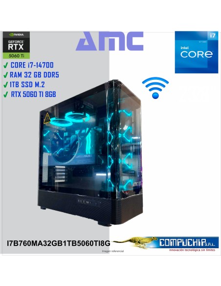PC AMC INTEL CORE i7-14700 2.10/5.40GHz, 32GB DDR5, 1TB M.2 SSD, RTX 5060 Ti 8G.